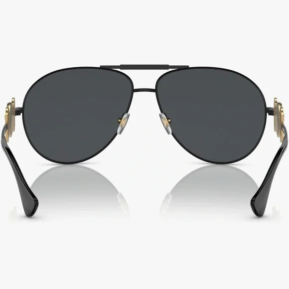 Versace Unisex Aviator Sunglasses black matte Frame, Brown/Black Len… - Picture 4 of 5